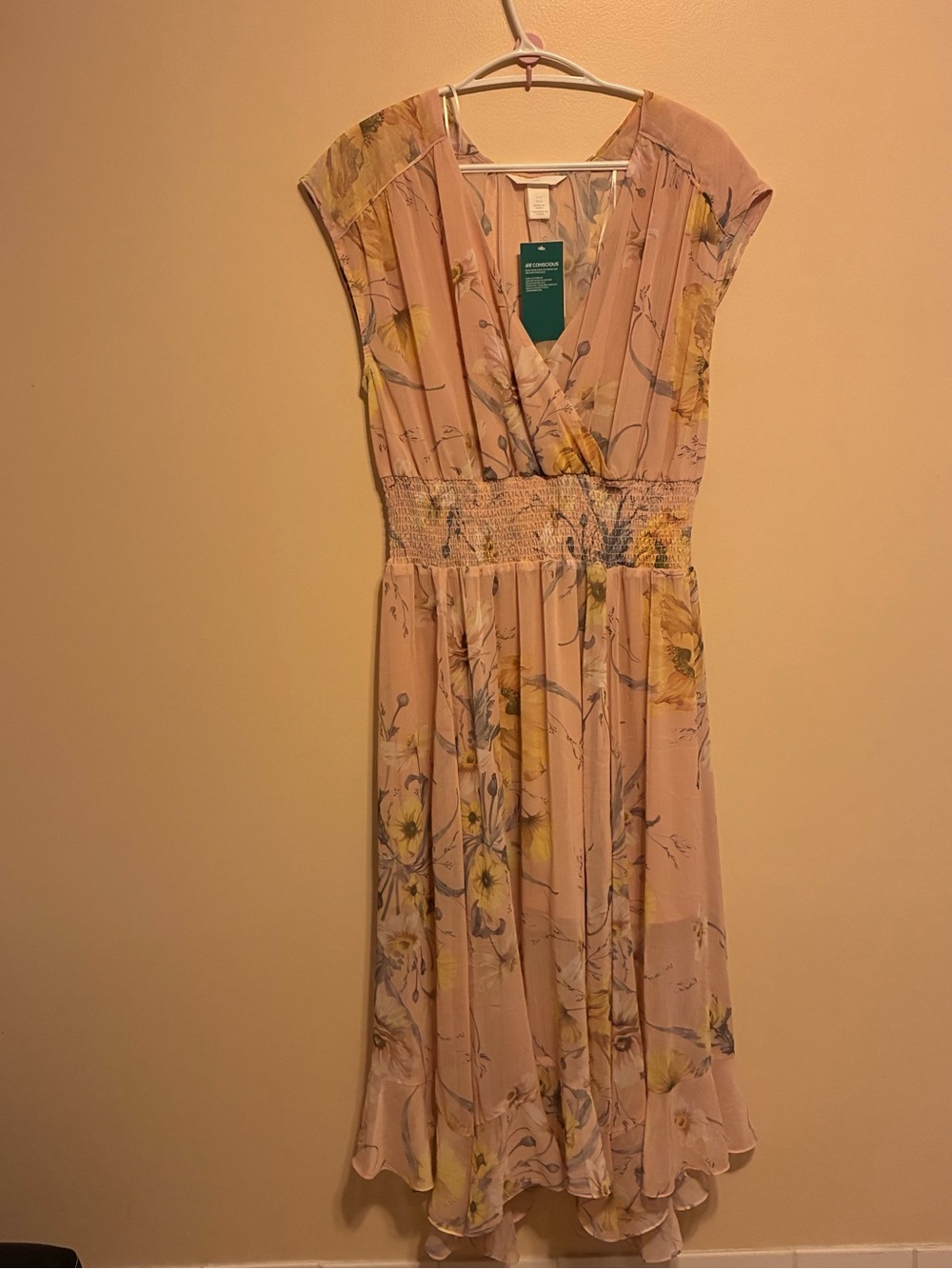 NWT H&M Conscious Floral Semi Sheer Flowy Floral Midi Dress Size 6 - Picture 5 of 9
